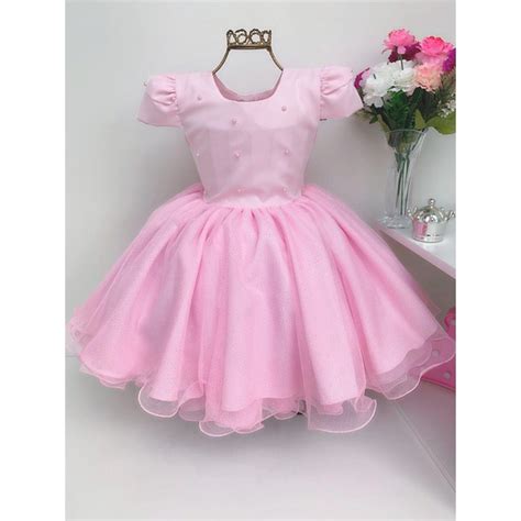 Vestido Rosa Daminha Florista Bailarina Festa Infantil Luxo Shopee Brasil