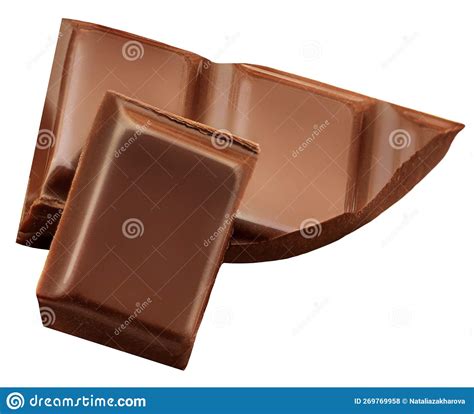 Dark Chocolate Chunks Isolated On White Background Broken Smooth