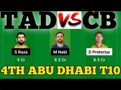 Tad Vs Cb Cb Vs Tad Prediction Tad Vs Cb Th Abu Dhabi T Match