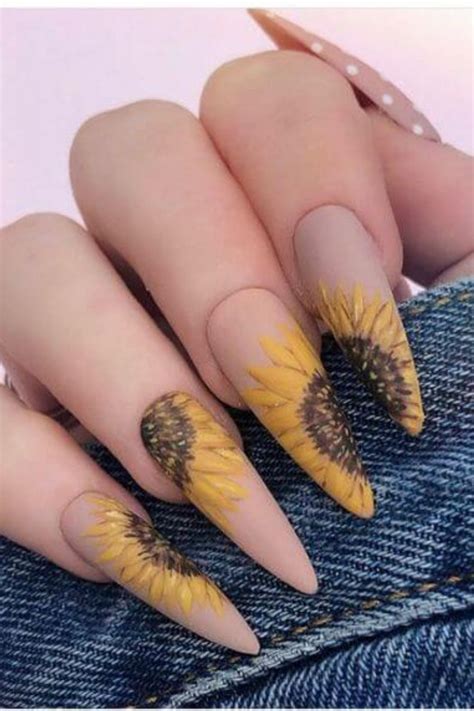 Positive Sunflower Nails In Sunflower Nails Sunflower Nail