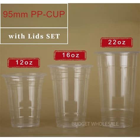 Pcs Plastic Pp Flat Y Cup With Lids Set Oz Oz Oz Oz