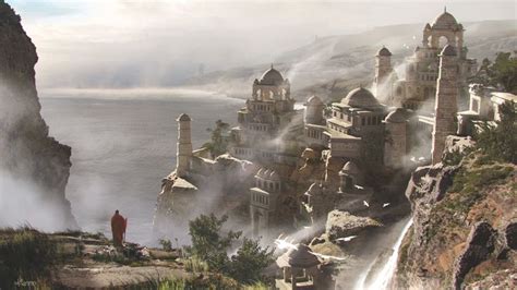 Cliff City Jade Kwon Fantasy City Fantasy Landscape Fantasy