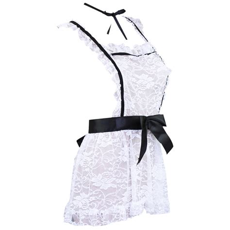 Women Sexy French Maid Apron Lingerie Babydoll Cosplay Uniform Fancy
