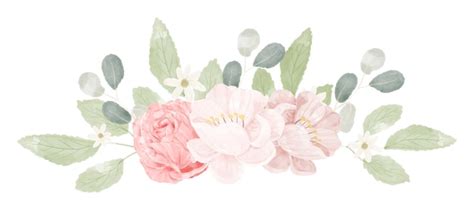 Premium Vector Pink Pastel Watercolor Rose Flower Bouquet Arrangement