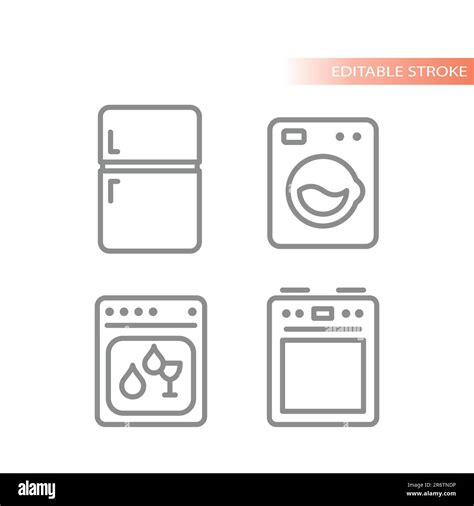 Home Household Appliances Oven Stove And Washing Machine Icons