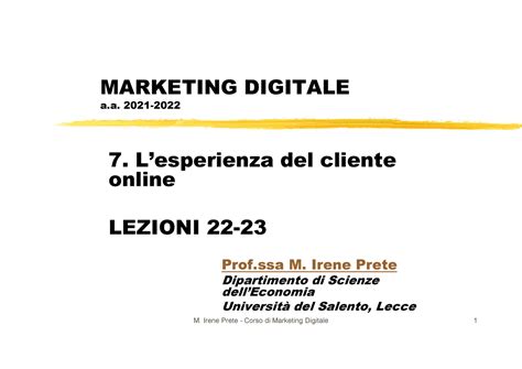 Lezioni Mktg Digitale Cap 7 MARKETING DIGITALE A 2021 7 L