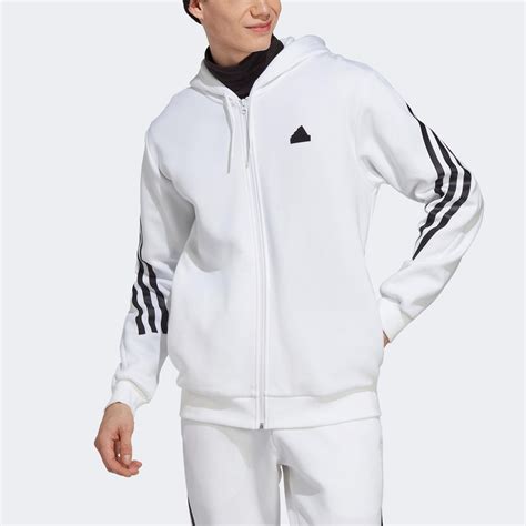 Adidas Future Icons 3 Stripes Full Zip Erkek Beyaz Günlük Sweatshirt