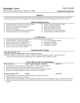 Dominique TechnicianResume PDF