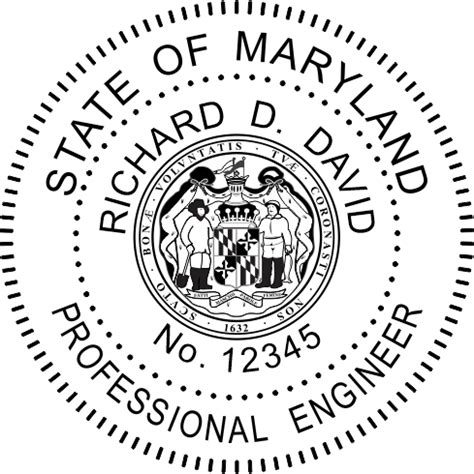 Maryland Professional Engineer Professional Engineer Seals And Stamps