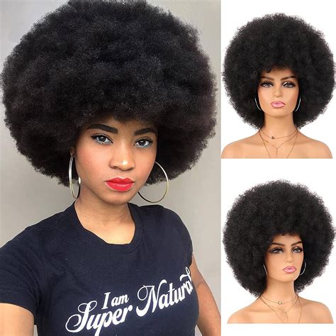 Foxy Brown 70s Inspired 1b Afro Wig Afro Wigs Short Afro Wigs Wigs