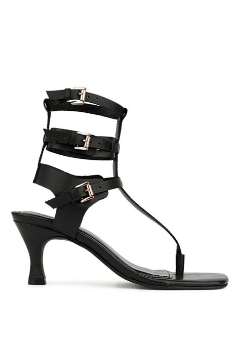 Rag And Co Nereid Kitten Heel Cut Out Gladiator Sandals In Black Lyst