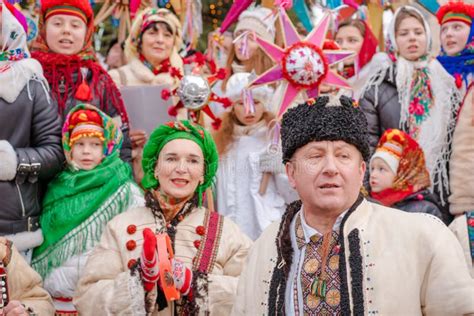 Lviv, Ukraine - January 8, 2022 : Ukrainian Vertep Singing Carols and ...