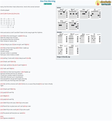 Chord One Fine Morning Tab Song Lyric Sheet Guitar Ukulele