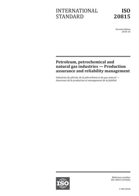 ISO 20815 2018 Petroleum Petrochemical And Natural Gas Industries