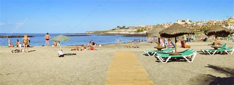 Playa De Arena Vista Al Castillo Del Duque Costa Adeje Tenerife Spa