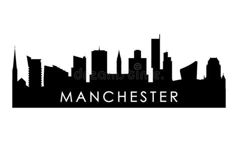 Manchester Skyline, Monochrome Silhouette. Stock Vector - Illustration ...