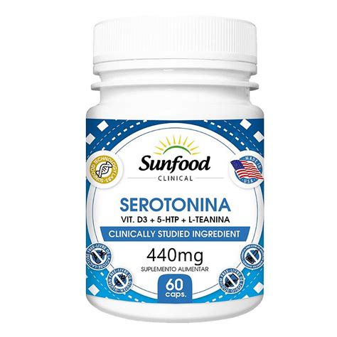 Serotonina Vit D3 5HTP L Teanina 60 Caps 440mg Sunfood Casa