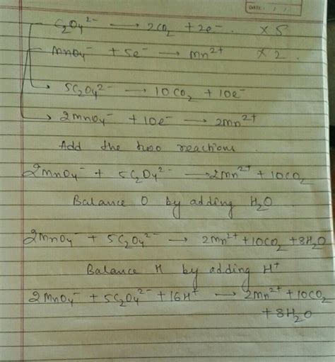 For The Redox Reaction Mno C O H Mn Co H O