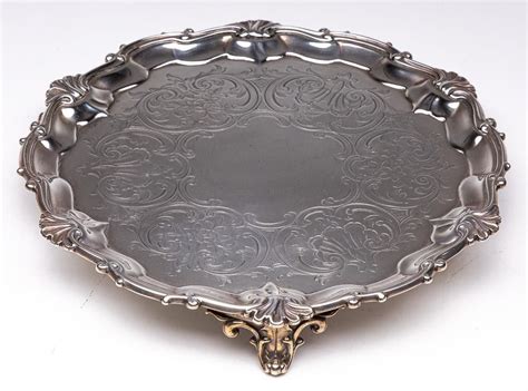 1849 Victorian Sterling Silver Salver Ej And W Barnard Trays Salvers