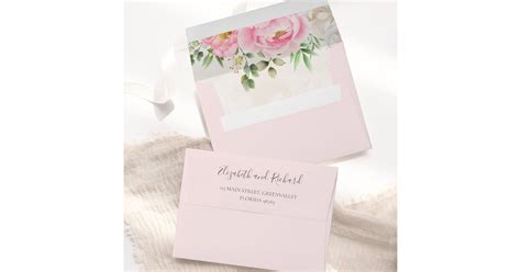 Pink Watercolor Floral Elegant Wedding Envelope Zazzle