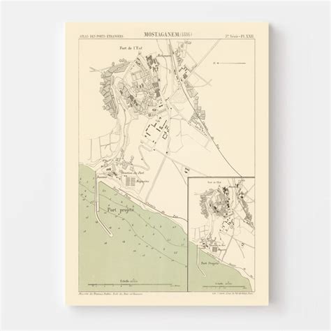 Vintage Map of Mostaganem, Algeria 1886 by Ted's Vintage Art