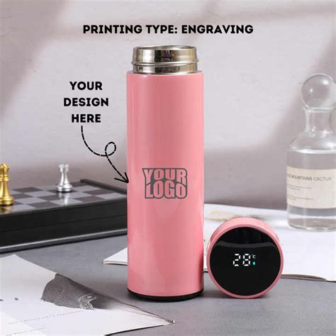 Personalized Pink Temperature Water Bottle Laser Engraved For