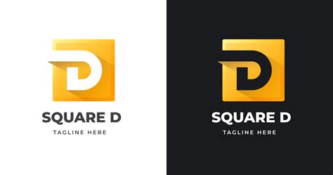 Letter D Logo Design With Square Geometric Shape Gold Gradient Concept