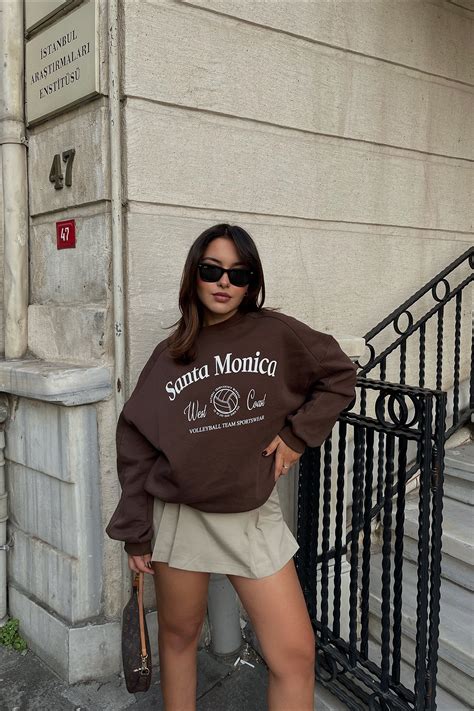 Santa Monica Baskılı Sweat ATE2371 - Eyyo