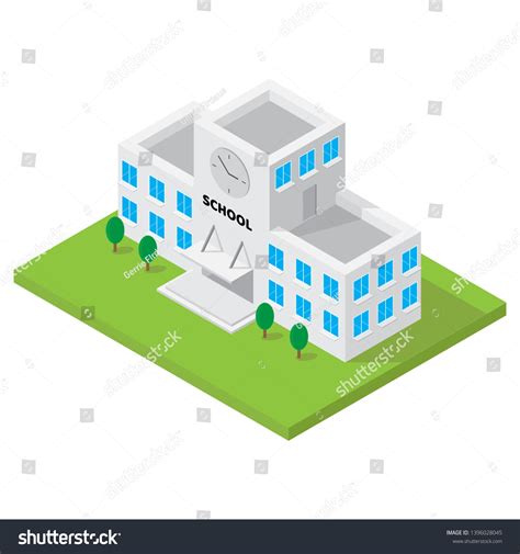 School Building Isometric Vector 3d Map Stock Vector (Royalty Free ...