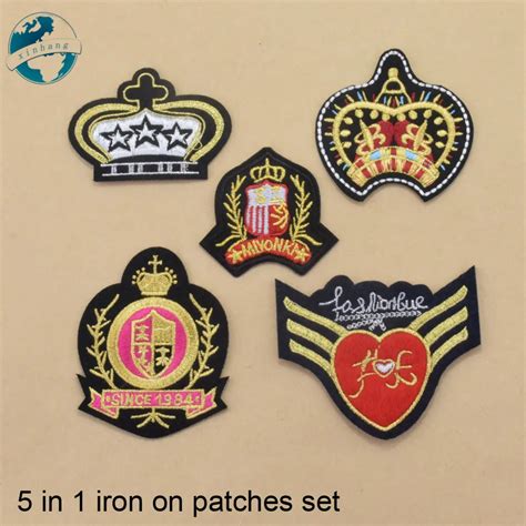 5 Mixed Designs Iron On Patches Set Diy Appliques Set Embroidery