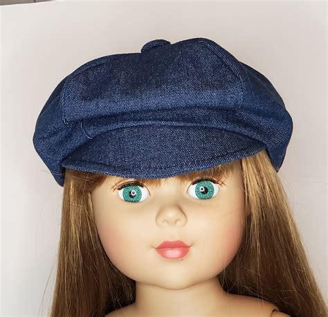 Newsboy Hat 18 Inch Doll UK Newsboy Cap Paperboy Hat Blue Denim Flat