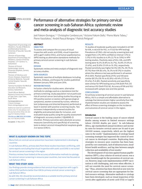 Pdf Performance Of Alternative Strategies For Primary Cervical Cancer