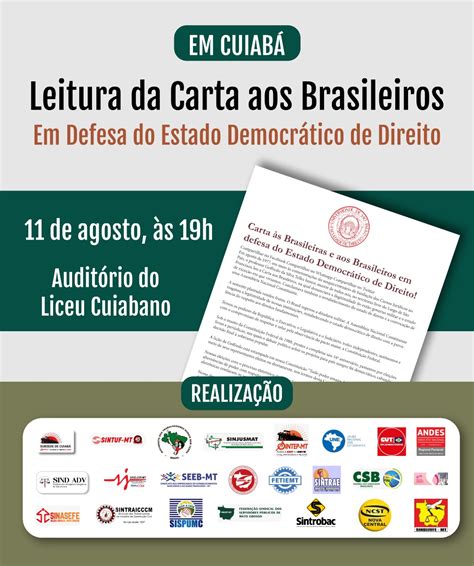 Entidades Realizam Ato Em Cuiabá Para Leitura Da Carta Em Defesa Da