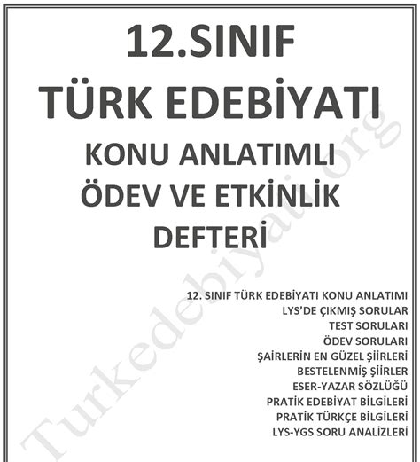 S N F T Rk Edebiyat Ders Notlar T Rk Dili Ve Edebiyat