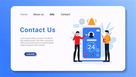 Entre em contato conosco landing page template design plano ilustração