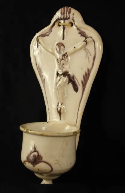 Ancien B Nitier En Fa Ence Maill E Xix Glazed Earthenware Holy Water