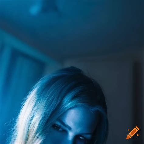 Blonde Swedish Woman Taking A Selfie In A Dark Bedroom On Craiyon