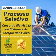 Vagas para curso de Eletricista em Sistemas de Energia Renovável