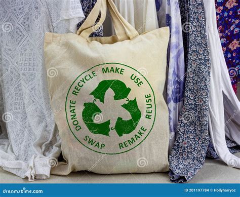 Circular Economy Textiles On Fabric Bag Make Use Reuse Swap Donate