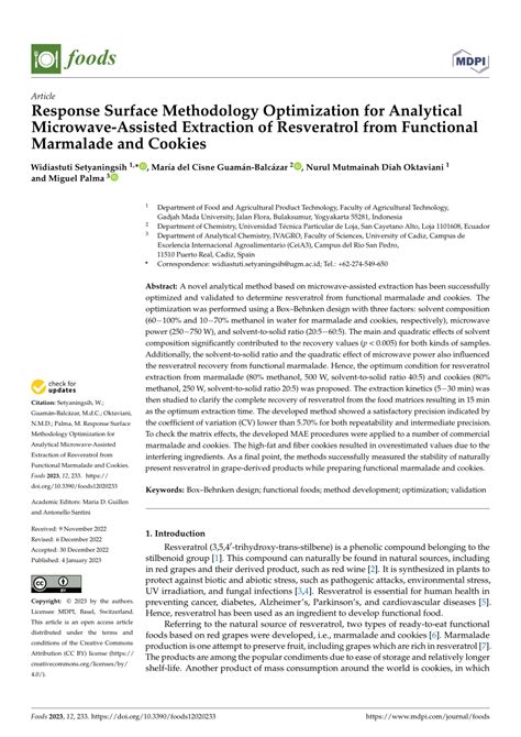 Pdf Response Surface Methodology Optimization For Analytical Microwave Assisted Extraction Of