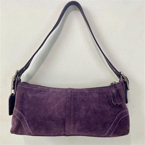 Vintage Coach Purple Suede Leather Y2K Demi East West Baguette Etsy