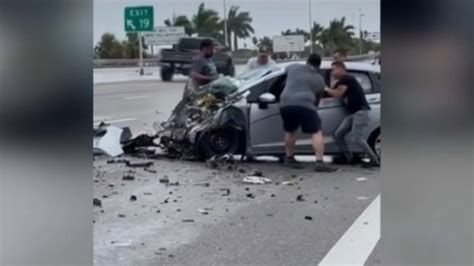 Good Samaritans Help Free Driver After Crash On Turnpike In Miami Dade