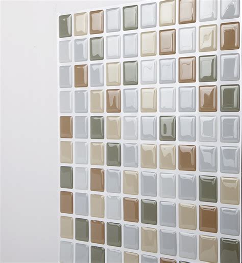 Tic Tac Tiles 3D Peel And Stick Wall Tile Mosaic Beigegrey H 25 Cm X