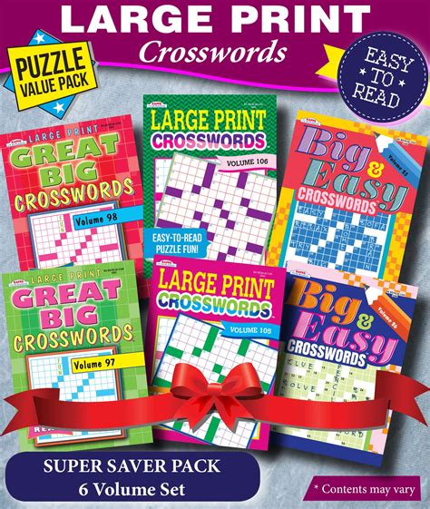 Kappa Super Saver Large Print Crosswords Puzzle Pack Set Of Full Size