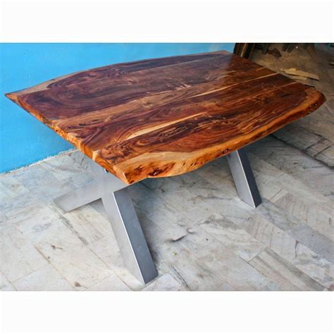 New Design Vintage Industrial Live Edge Acacia Wood Slab Dining Table