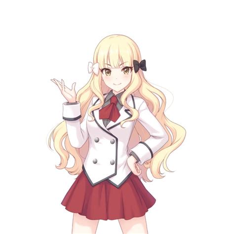 An Anime Girl With Long Blonde Hair Wearing A School Uniform