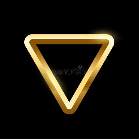 Gold Triangle Frame For Picture On Black Background Blank Space For