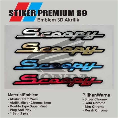 Jual Emblem HONDA SCOOPY FI LAMA LATIN Logo Timbul 3D Bahan Akrilik