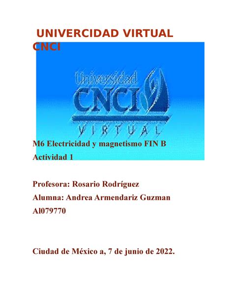 Actividad Electricidad Univercidad Virtual Cnci M Electricidad Y