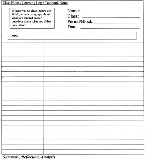 13 Best Images Of Note Taking Worksheets Cornell Note Sheet Template